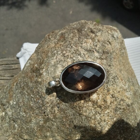 Huge Faceted Smoky Quartz Pendant - Picture 1 of 6